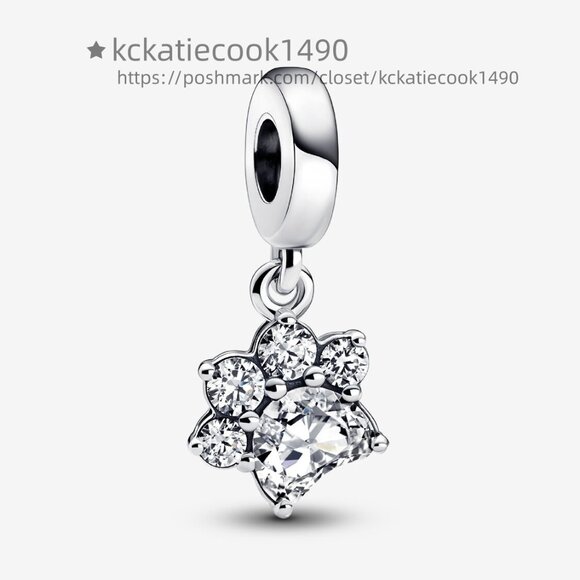 Pandora Sparkling Pet Paw Print Dangle Charm - Picture 1 of 5